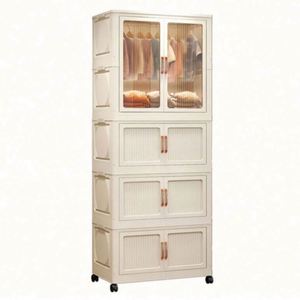 Wholesale Haogle Modern Folding Double Door Large-Capacity Sustainable Home Furniture Storage Cabinet Wheels Portable Plastic - Product Image 1