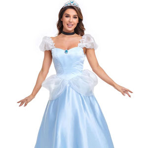 Vestido de Princesa <span class=keywords><strong>Cenicienta</strong></span> Azul Cielo para Cosplay de Halloween 2026, Vestido de Hombros Descubiertos para Actuaciones en Escenario, <span class=keywords><strong>Disfraz</strong></span> de Noche para Cosplay - Product Image 1