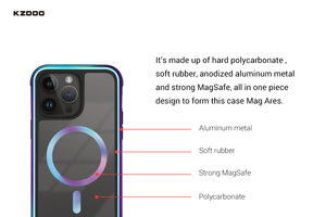KZDOO Une nouvelle génération MagAres TPU PC métal aluminium cadre aimant charge sans fil <span class=keywords><strong>coque</strong></span> de téléphone en métal pour <span class=keywords><strong>iphone</strong></span> <span class=keywords><strong>14</strong></span> <span class=keywords><strong>pro</strong></span> <span class=keywords><strong>max</strong></span> - Product Image 5