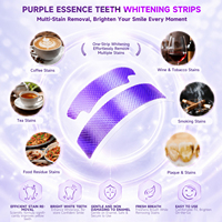 Bandes blanchissantes pour les dents Pap Purple Essence Menthe Rafraîchissante pour une haleine fraîche, éliminent les taches, bandes sèches sans résidus, marque privée