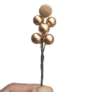 Cadena de cuentas de vidrio doradas y plateadas de 9 cm, decoración navideña de espuma, bayas de bayas de la bahía simuladas para caja de regalo de boda - Product Image 5