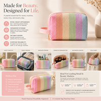 Trousse de Maquillage de Luxe en Toile Tendance, Sac Cosmétique Ouvert, Kit de Maquillage Deluxe Couleur Unie, Logo Personnalisé, Nettoyant Visage Beauté