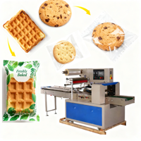 Machine d'emballage automatique horizontale à grande vitesse pour film alimentaire, muffins, gâteaux de lune, pain, gaufres, sacs en plastique