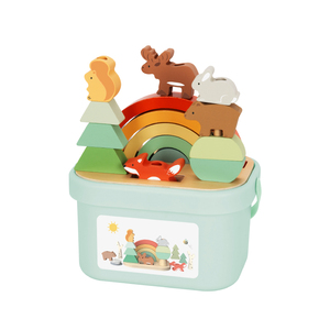 Bloques de construcción de clasificación de <span class=keywords><strong>bosque</strong></span> de arcoíris de madera, juguete apilable con almacenamiento sensorial Montessori, juguetes educativos para niños - Product Image 2
