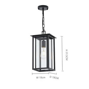 1 - Lampe à <span class=keywords><strong>suspension</strong></span> LED E26 noire à double cage en fer, lanterne en verre, éclairage de porche, <span class=keywords><strong>suspension</strong></span> extérieure, plafonnier d'entrée - Product Image 2
