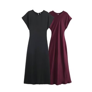 TAOP&ZA 2026 Abito Midi Estivo da Donna <span class=keywords><strong>Stile</strong></span> Europeo e Americano Semplice ed Elegante a Maniche Corte con Scollo Rotondo 9878280 - Product Image 1