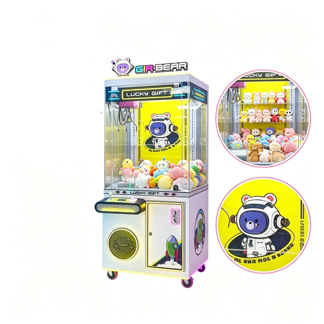 Custom Mini Super Claw Crane Machine Coin Operated Arcade Game with Metal & Plastic Construction and LED Features