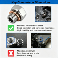 Adaptateur de capteur de pression d'huile en acier inoxydable 304 CNC sur mesure, M16 1.5 mâle vers 1/8 NPT femelle pour moteur GM LS