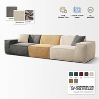 Canapé modulaire sectionnel en velours côtelé, ensemble de canapés compressés, mobilier de salon, canapé de sol sans structure, canapé modulaire 3 pièces