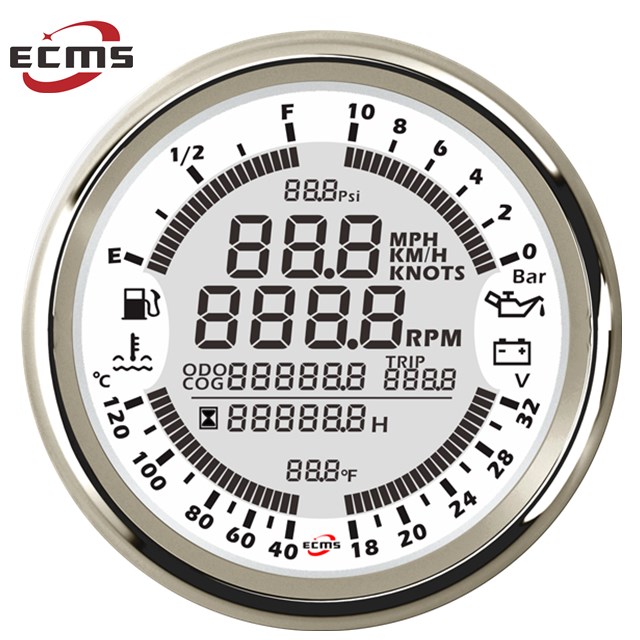 6-in-1 Digital GPS Gauge - Speedometer, Tachometer, Voltmeter, Oil Pressure, Water Temp & Fuel Level