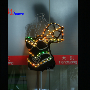 Popolare LED Luminoso Dancewear Esotico Pole Discoteca Lingerie Sexy Stripper Outfit Vestiti Rave - Product Image 6