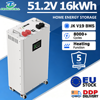 Batterie JK Lifepo4 V19 200A BMS 48V 51.2V 314Ah 16kWh pour stockage d'énergie domestique et alimentation de secours, entrepôt local UE DDP