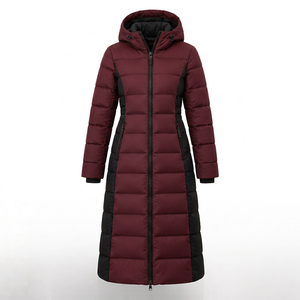 Abrigo Acolchado Personalizado para Mujer, Color Borgoña, con Capucha, Chaqueta de Invierno Acolchada, Ropa Exterior Cálida y Aislante, Proveedor OEM - Product Image 1