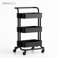 Chariot à café mobile à 3 niveaux en métal avec roulettes silencieuses, chariot utilitaire de cuisine robuste pour bureau, maison, café, petits espaces