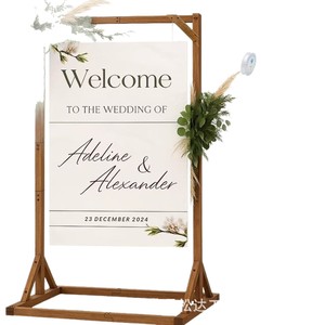 Soporte creativo de madera para letreros de bienvenida, plantilla de diseño de póster de madera maciza, soporte para letreros de bienvenida de boda, expositor para fiestas - Product Image 5