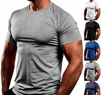 T-shirts d'été décontractés pour hommes en pur coton, à col rond, résistants, à motifs variés et de couleur unie, vente en gros