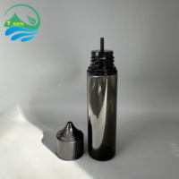 Grand stock – Bouteille vide en plastique PET transparent/noir de 60 ml V3, avec bouchon inviolable, pour huiles essentielles et compte-gouttes