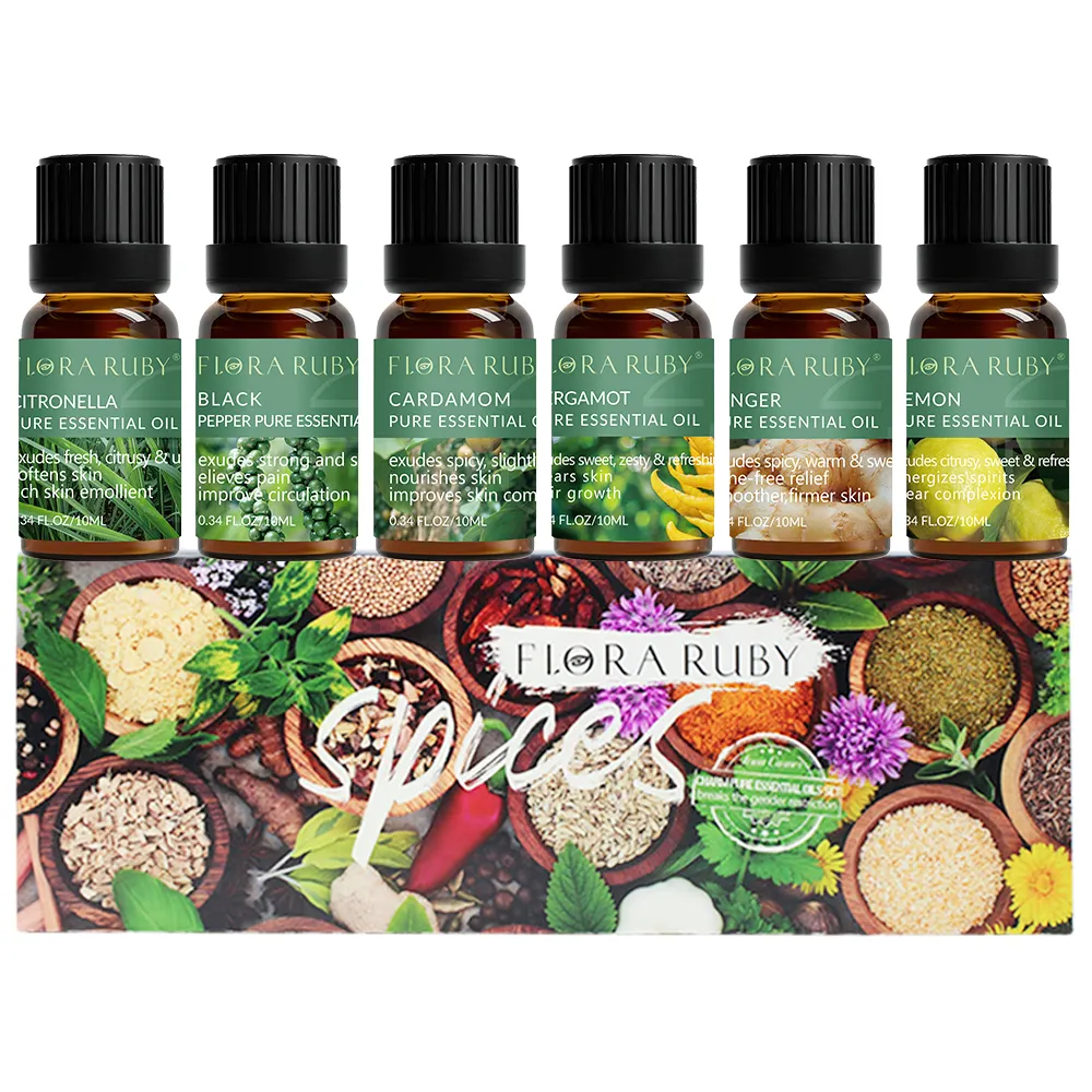 Set diffusore di oli essenziali per aromaterapia con etichetta privata naturale massaggio naturale allo zenzero