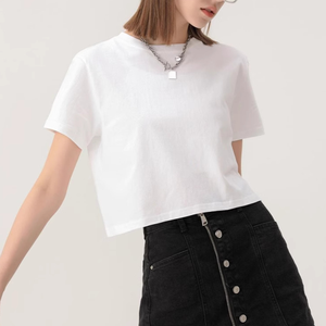 T-shirt court à manches courtes pour femme, 200 g, 100 % coton, couleur unie, tee-shirt basique, impression personnalisée - Product Image 4