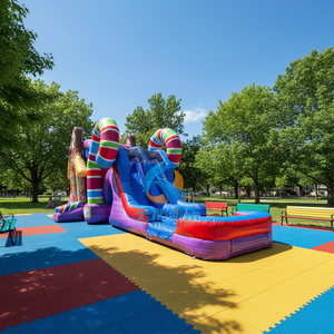 Toboggan aquatique gonflable commercial à double couture, thème bonhomme en pain d'épices, château gonflable et piscine pour enfants - Product Image 1