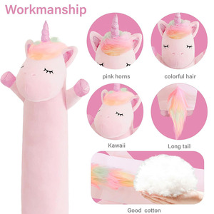 8092 Adorable Licorne Mignonne en Peluche, Coussin Long avec Cheveux Arc-en-ciel, <span class=keywords><strong>Poupée</strong></span> en Peluche à Câliner pour Enfant, Oreiller Licorne - Product Image 3