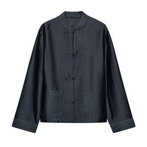 KAR&OT ZA <span class=keywords><strong>Camicia</strong></span> da <span class=keywords><strong>donna</strong></span> estiva 2026 nuova casual semplice a maniche lunghe girocollo in raso con nodo e bottoni 4786166 - Product Image 2