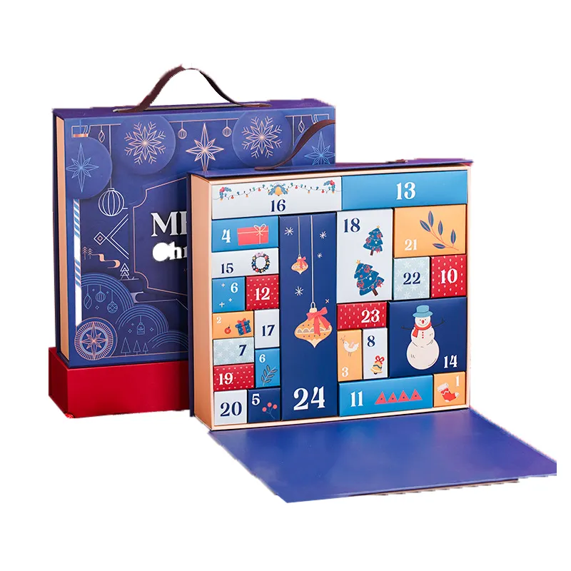 Chocolat de Noël personnalisé 24 grilles calendrier boîtes de l'avent papier cosmétique calendrier de l'avent emballage en carton boîte-cadeau de Noël