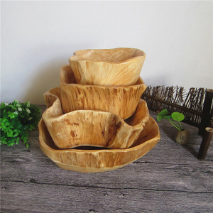 Cocina mano raíz tallado hecho a mano madera caramelo pan fruta centro de mesa decorativo tazón plato para exhibición de mesa decoración del hogar - Product Image 5
