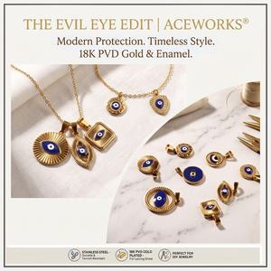 Colección <span class=keywords><strong>Ojo</strong></span> Turco | Dije de <span class=keywords><strong>Ojo</strong></span> Turco de Acero Inoxidable | Dijes para Joyería con Baño de Oro PVD de 18K | Impermeable, Hipoalergénico - Product Image 5