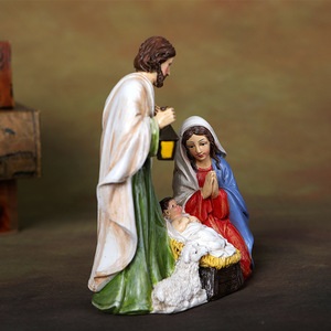 Statuette in Resina del Presepe con Gesù Bambino, Ornamenti Religiosi, Scena della Natività con Pecore, Regalo Natalizio per la Casa - Product Image 5