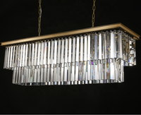 Lustre LED rectangulaire moderne en cristal K9 avec angle de faisceau de 360° et hauteur réglable pour salle à manger