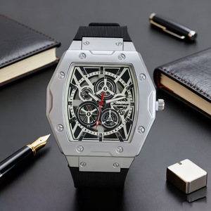 Reloj de Cuarzo para Hombre con Esfera Hueca Estilo Barril de <span class=keywords><strong>Vino</strong></span>, Correa de Silicona Impermeable, Diseño Moderno para Negocios, Modelo KW602 - Product Image 3