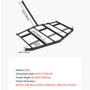 Herse à traîner JH-Mech pour allée, largeur de 84 pouces, jusqu'à 50 livres, réglable, revêtement en poudre noire résistant à la rouille, acier - Product Image 4