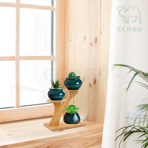 ถาดวางต้นไม้กลางแจ้งสำหรับตกแต่งสวน โต๊ะทำงาน สำนักงาน ทำจากไม้ไผ่ สำหรับใส่กระถางต้นไม้ ไม้อวบน้ำ  พร้อมที่เก็บของและขาตั้งสำหรับต้นไม้ในร่ม - Product Image 5