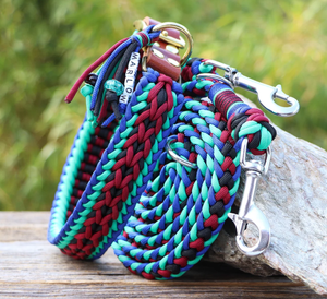 Nuevo Collar de Perro de Nailon Trenzado Hecho a Mano con Macramé, Collar de Paracord Trenzado Rojo y Azul, Collar Ajustable de Nailon para Mascotas - Product Image 1