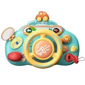 Volante de juguete con sonidos para bebés, simulador de conducción de coches de dibujos animados, juguetes musicales educativos tempranos para niños, juguetes musicales para cochecitos - Product Image 1