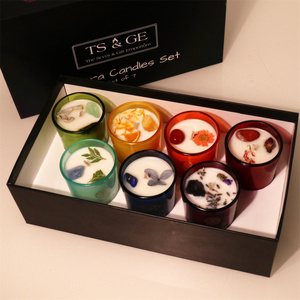 LUXE ชุดเทียนถั่วเหลือง7ชิ้นพร้อมคริสตัลฝังและพฤกษศาสตร์ชุดของขวัญปรับแต่งได้อย่างเต็มที่ - Product Image 4