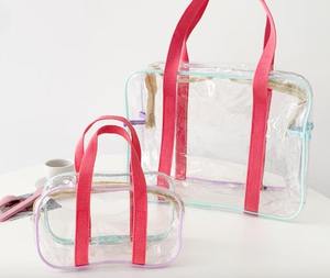 Large Capacity Macaron PVC Swim & Beach Bag Transparent Waterproof Cosmetic & Baby Wash Handbag for Living Room Use - Product Image 3