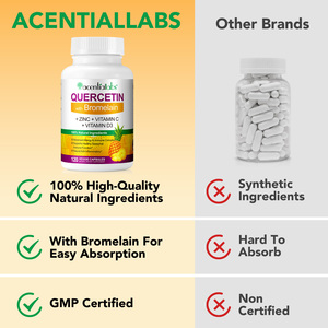 Cápsulas de Quercetina Acentiallabs con Bromelina para la Defensa del Sistema Inmunitario y la <span class=keywords><strong>Salud</strong></span> Cardiovascular, Ricas en Vitamina C, Zinc y Vitamina D3 - Product Image 4