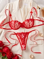 Sous-vêtements sexy de haute qualité, best-seller, broderie florale, soutien-gorge à effet push-up, string à nœud papillon
