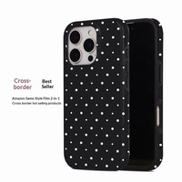 Coques de téléphone iPhone 17, iPhone 16 Pro, 15, 14, 13 – Film magnétique deux-en-un à pois noirs et blancs, élégant et simple