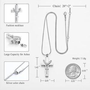 Collana con Urna Croce per le ceneri per le donne uomini commemorativa cremazione gioielli urna ciondolo collana ricordo gioielli per la persona cara - Product Image 2