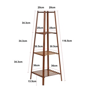 <b>Modern</b> Bamboo Three Tier Plant Stand With Flower Pot Holder For Living Room Indoor Use Natural Color Easily To Assemble - Product Image 4