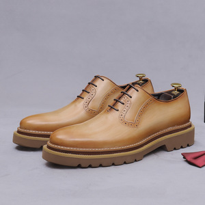 Formal leather shoes - men's genuine leather derby with carved patterns and <b>matte</b> finish - retro gentleman's shoes - Product Image 5
