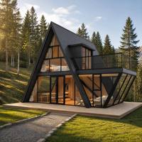 Maisonnette à deux chambres en acier imperméable, maison préfabriquée modulaire personnalisée avec toit en pente, mini-maison triangulaire pour ADU de jardin