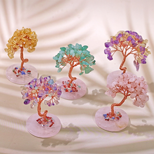 Tự Nhiên Chữa Bệnh Pha Lê Thủ Công Mỹ Nghệ Đá Quý Cây Trang Trí Với Agate Slice Cơ Sở Tinh Thể Tiền Cây Cho Trang Trí Quà Tặng - Product Image 2