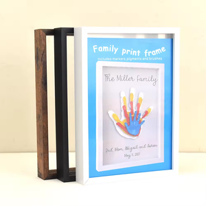 Kit <span class=keywords><strong>de</strong></span> peinture d'empreintes <span class=keywords><strong>de</strong></span> mains et <span class=keywords><strong>de</strong></span> pieds en bois transparent fait à la <span class=keywords><strong>main</strong></span>, cadre photo pour la décoration <span class=keywords><strong>de</strong></span> la maison, souvenir - Product Image 3