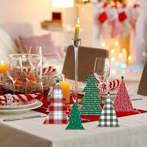 Décorations de Noël en bois à motif écossais, ornement de table pour la décoration des fêtes - Product Image 1