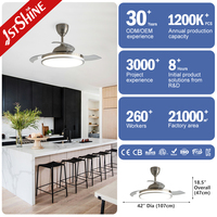Ventilador de Techo 1stshine de 42 Pulgadas, Retráctil, con Control Inteligente por Aplicación, Diseño Elegante, con Aspas Ocultas