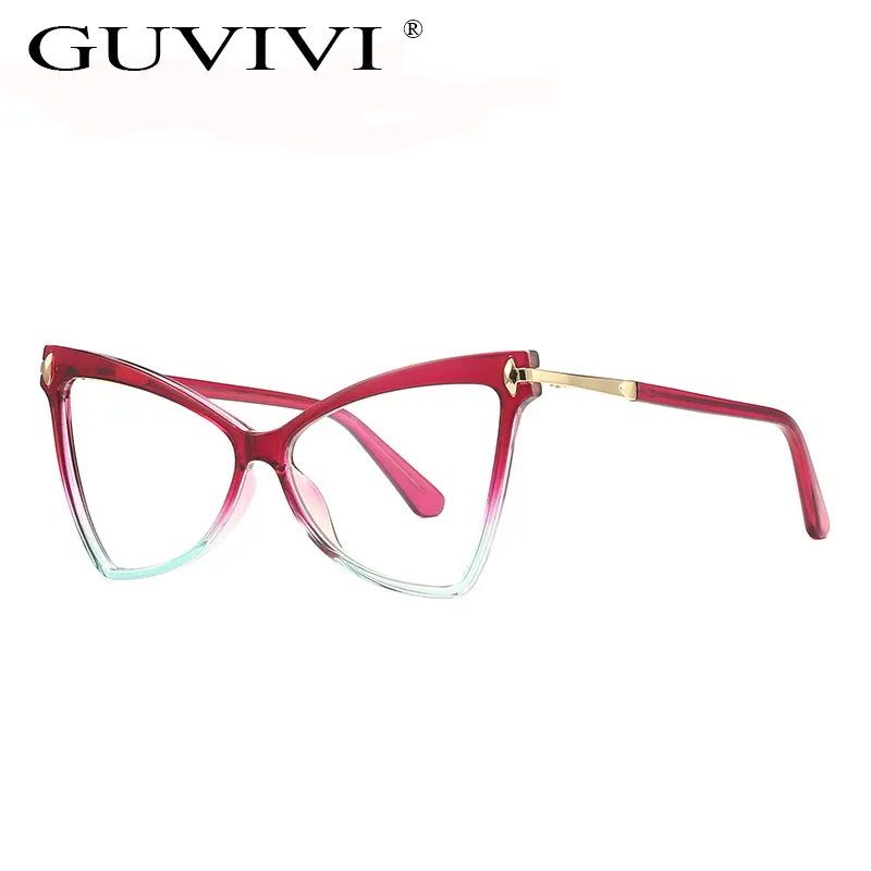 GUVIVI Cat Eye TR90 Ladies Glasses Trendy Optical Frame Fashion Big Face Anti-blue Light Glasses Frame Factory Wholesale